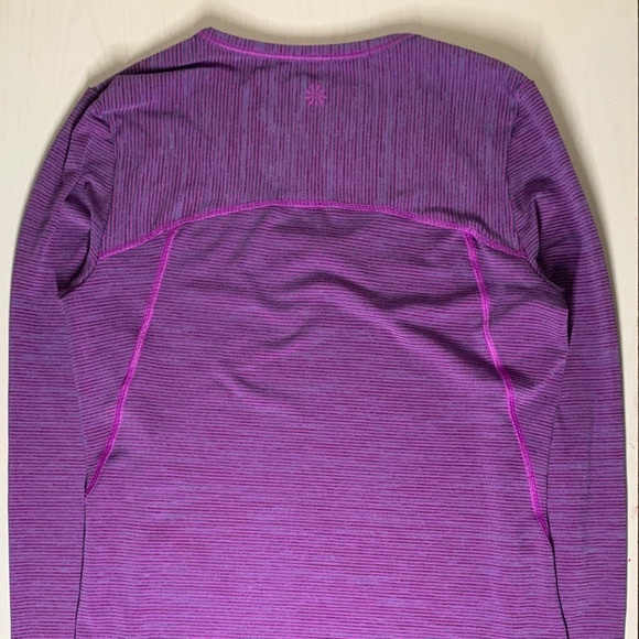 Athleta Purple Striped Fitness Long Sleeve Top XS - Picture 2 of 5